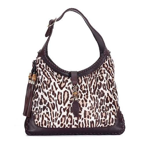 1:1 Gucci 218491 New Jackie Large Shoulder Bags-Coffee Leopard - Click Image to Close